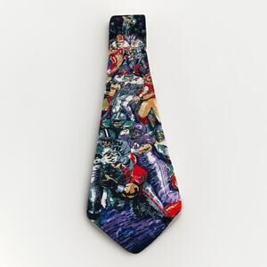 Lugano Hand Made Tie Football Print Sunday Night Necktie 4 x 56.5 Polyester